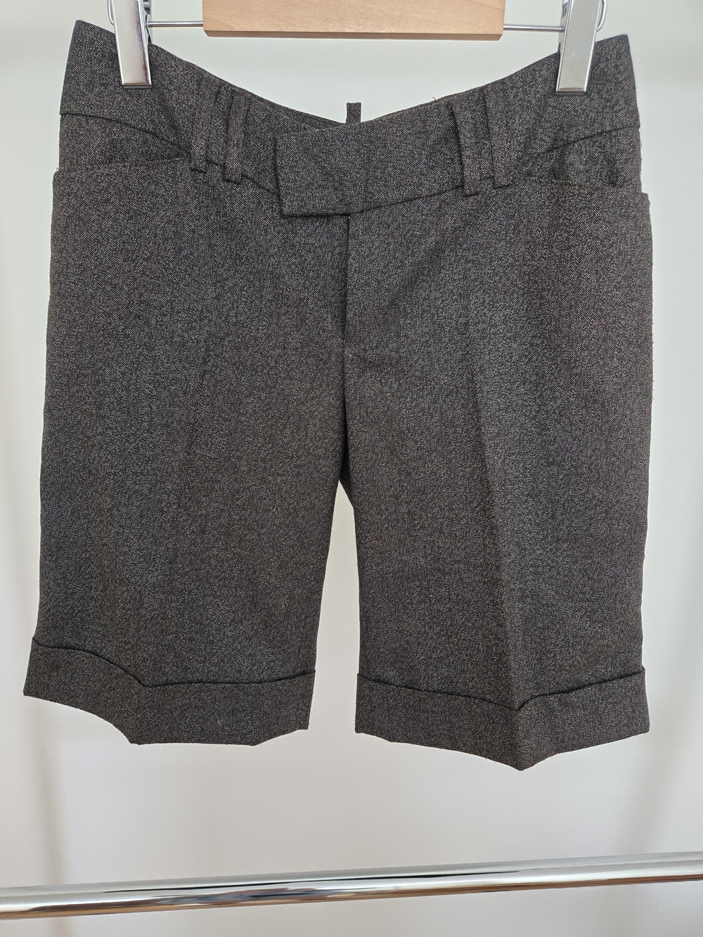 MNG Womenโs Tailored Cuffed Dress Shorts - In Brownish Grey